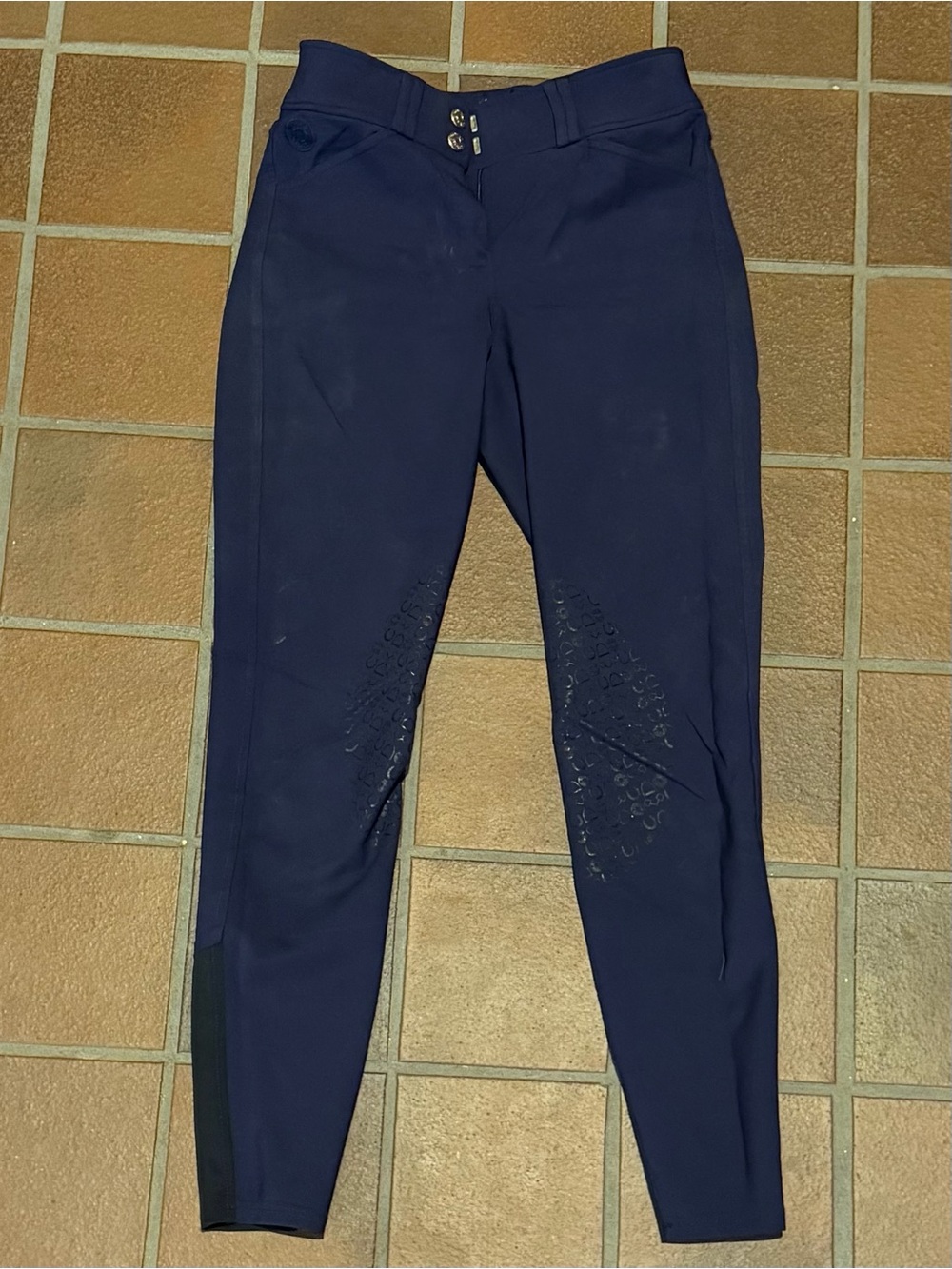 Dover Saddlery Navy Breeches with Knee Patch - size 24